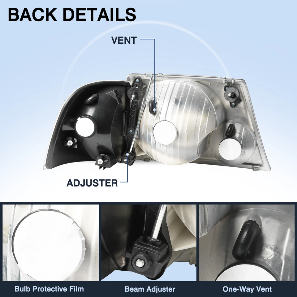 PARA FORD EXPLORER 02-05 CARCASA CROMADA ÁMBAR FAROS ESQUINEROS REPUESTO LÁMPARAS Foto 3 de 4