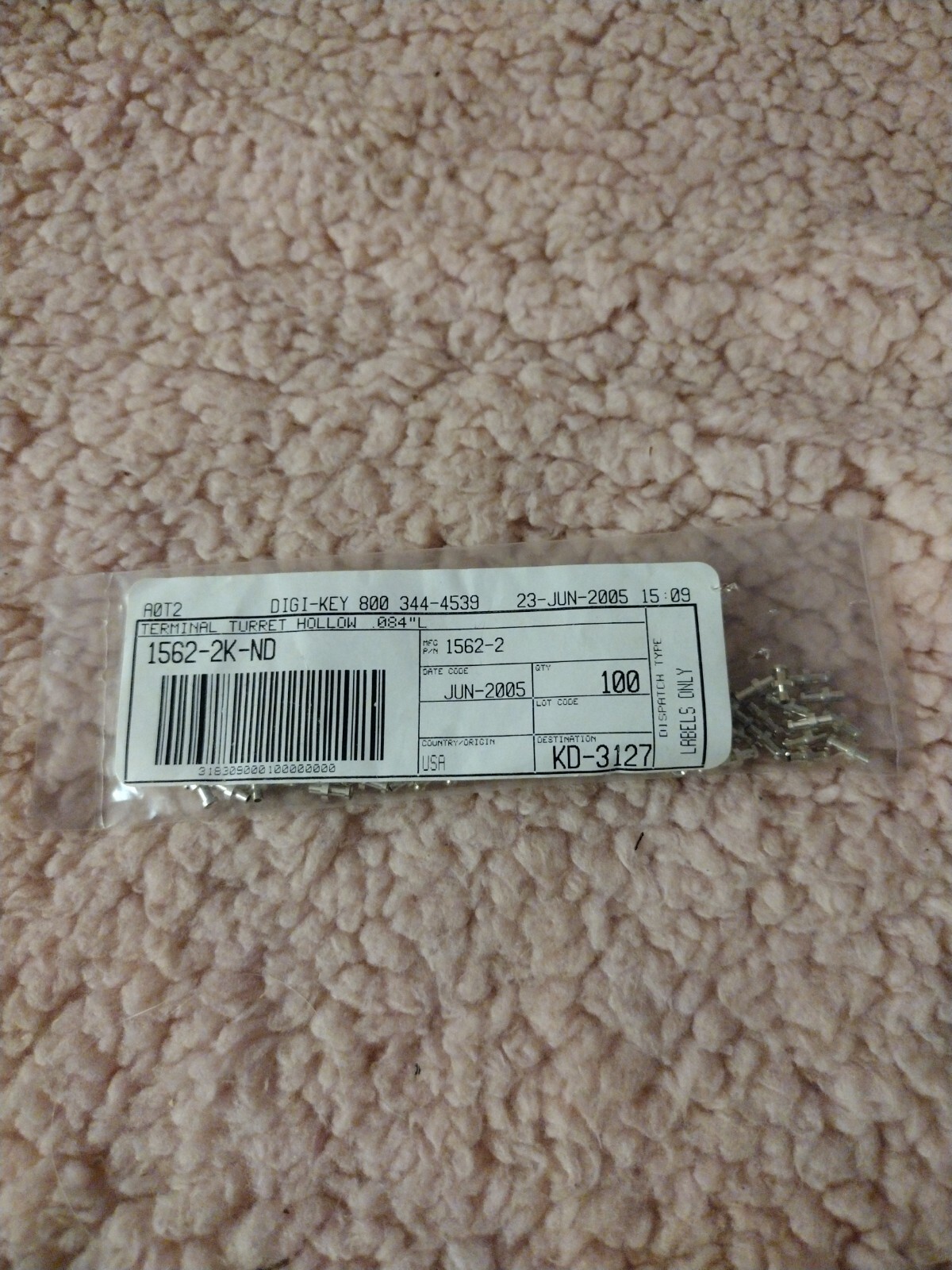 1552-2 Keystone Electronics 	 	Term Turret Hollow L=3.96Mm Tin  100Pc