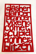 Christmas Die Cuts Reindeer Names Set of Six Black, White or Red Cardstock