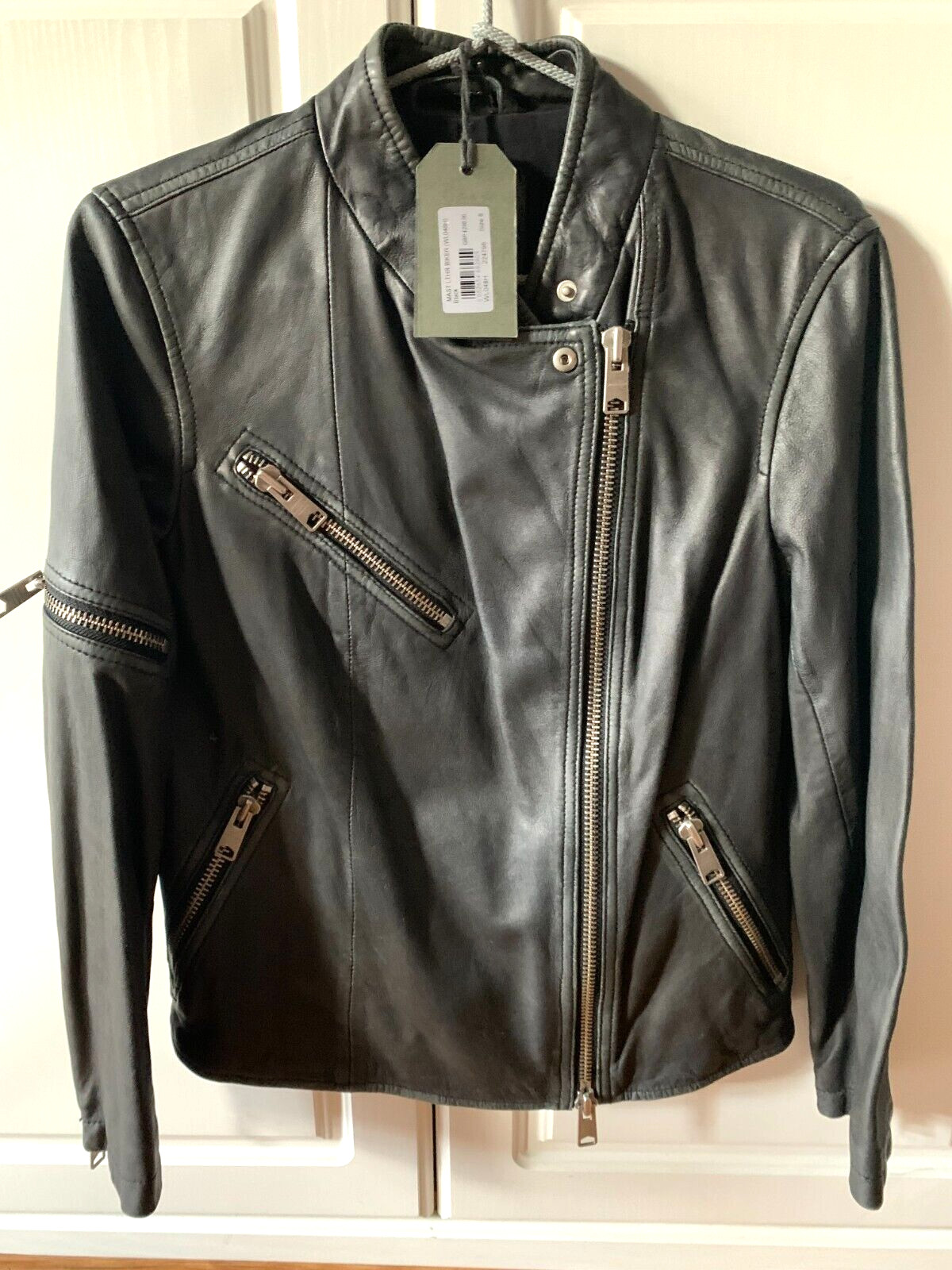 Allsaints Women's Mast Distressed Leather Biker Jacket Size 8