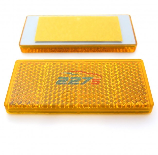 2x Amber Rectangular Reflectors, Self-Adhesive, 69mm x 31.5mm- Gatepost Trailer