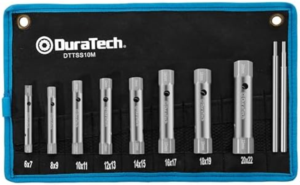 DURATECH Set di 10 chiavi a tubo con 2 leve, metrico, 6-22 mm, set di chiave tub