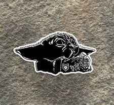 Baby Yoda Black  White Vinyl Decal