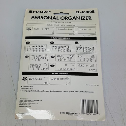 Sharp EL-6900B Personal Organizer English Spanish Word Translator New - Picture 6 of 7