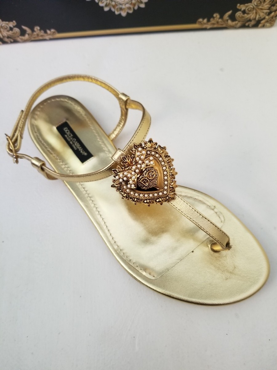 Dolce & Gabbana DEVOTION スライドサンダル ２色展開 New With Box. Dolce & Gabbana Oro Chiaro Devotion Gold