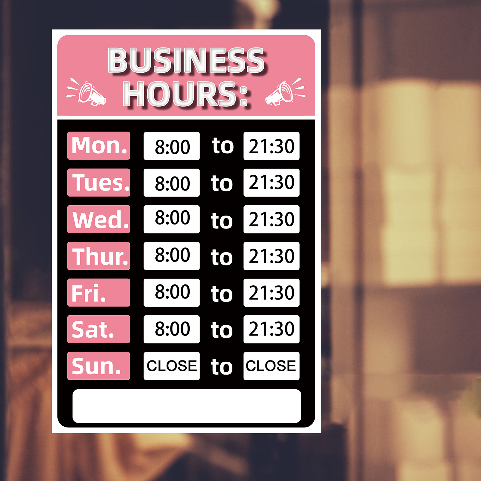Business Hours Sign Store Opening Hours Sign Changeable with Adhesive