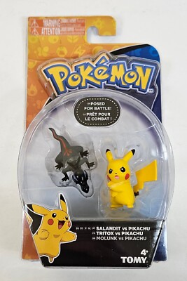POKEMON SALANDIT v PIKACHU FIGURE SET POSED FOR BATTLE SUN & MOON