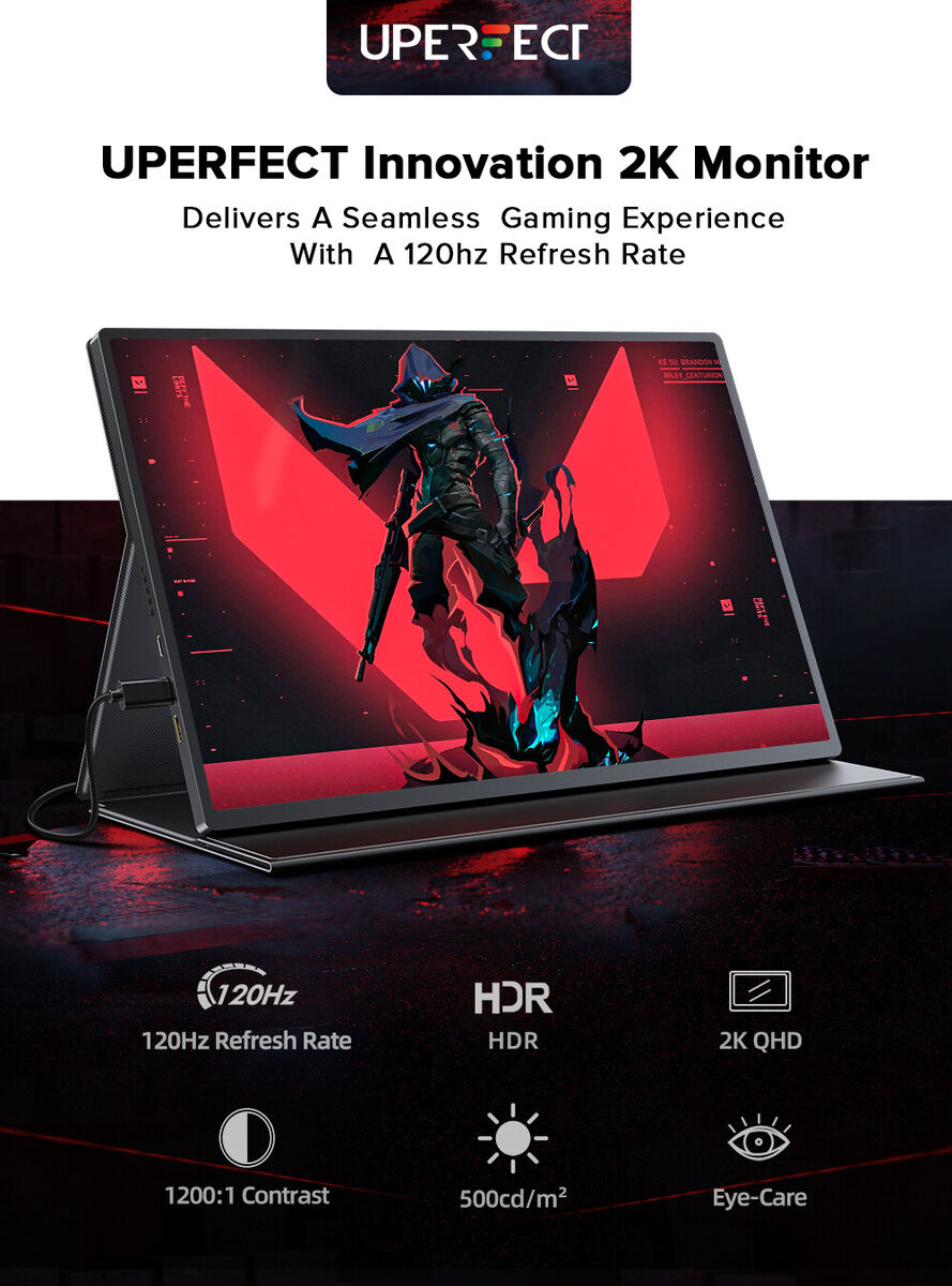 16 2K Portable Monitor 120Hz Freesync Gaming Screen For Game PS