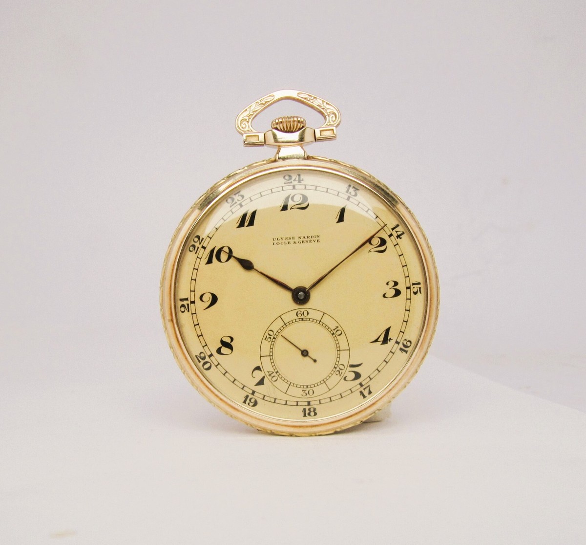RELOJ BOLSILLO ULYSSE NARDIN LOCLE GENEVE, ORO 14K 1920-30, SERVICIO  COMPLETO
