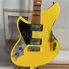Yellow Left Handed Electric Guitar Maple Neck Vintage Relic Hh Pickups 6 String