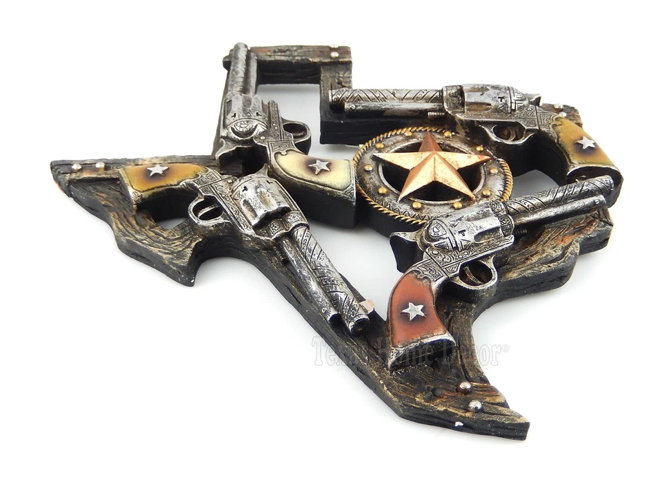 Западный Техас карта пистолеты звезда стены табличка знак искусственного дерева выглядят деревенский 10 дюймов - Изображение 3 из 3