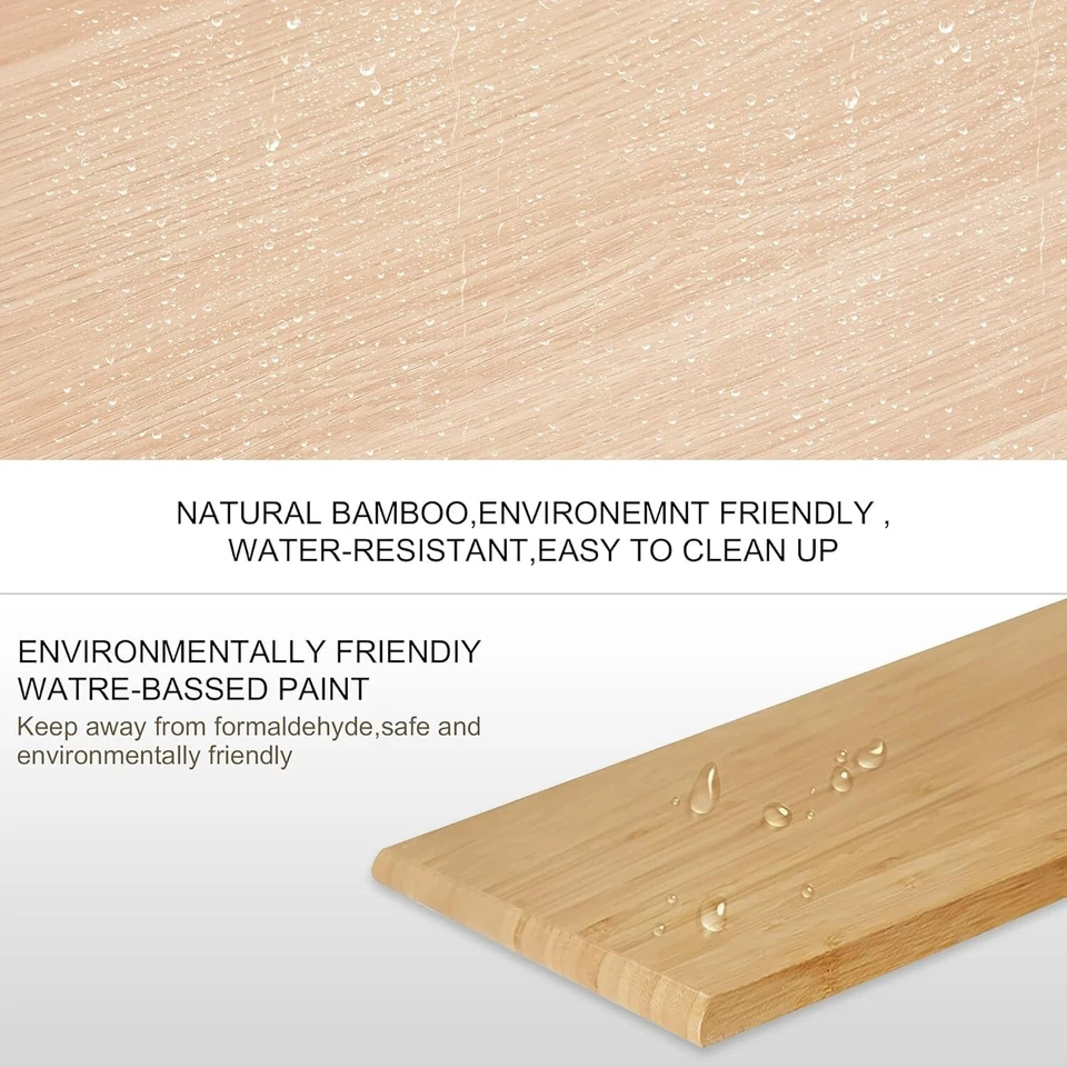 Bamboo Coffee Table 2-Tier Oval Coffee Table with Storage Shelf Mid Century - Image 3 of 4