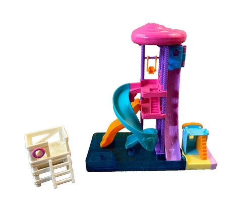 Polly Pocket Pollyville Super Slidin' Water Park Micro Play Slide Lot incomplete