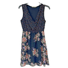 Urban Outfitters Pins & Needles Boho Black Floral Dress Surplice Neck Chiffon S