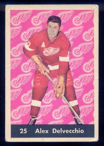 1961-62 PARKHURST NHL HOCKEY # 25 Alex Delvecchio HOF VG-EX Redwings Card