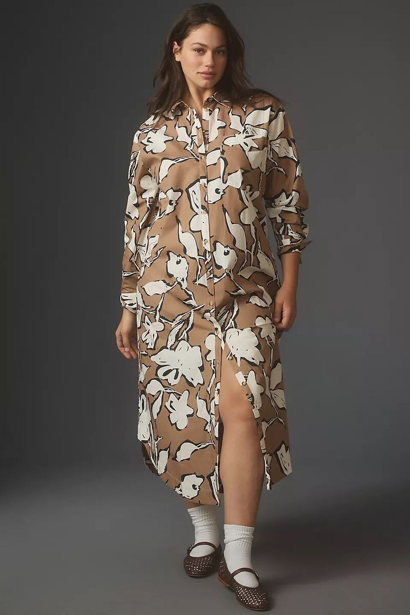 Anthropologie The Soren Long-Sleeve Shirt Dress by Maeve Anthropologie The Soren Long-Sleeve Shirt Dress by Maeve