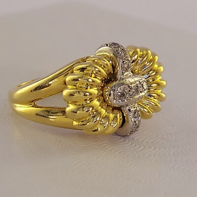 Vintage 18k Diamant Ring. Größe 6. Bicolor Gold. Top ist 1/2 x 3/4. Schillernd.