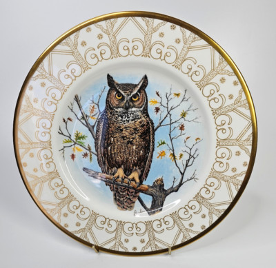 EDWARD MARSHALL BOEHM OWL LTD EDITION 10 3/4'' PLATE COLLECTION GREAT HORNED OWL