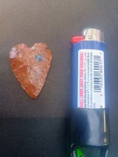 flint knapped mohagany obsidian heart