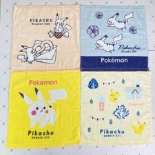 Pokemon Pikachu Kids Bath Face Towel Handkerchief Set Of Two 34x35cm 100 Cotton