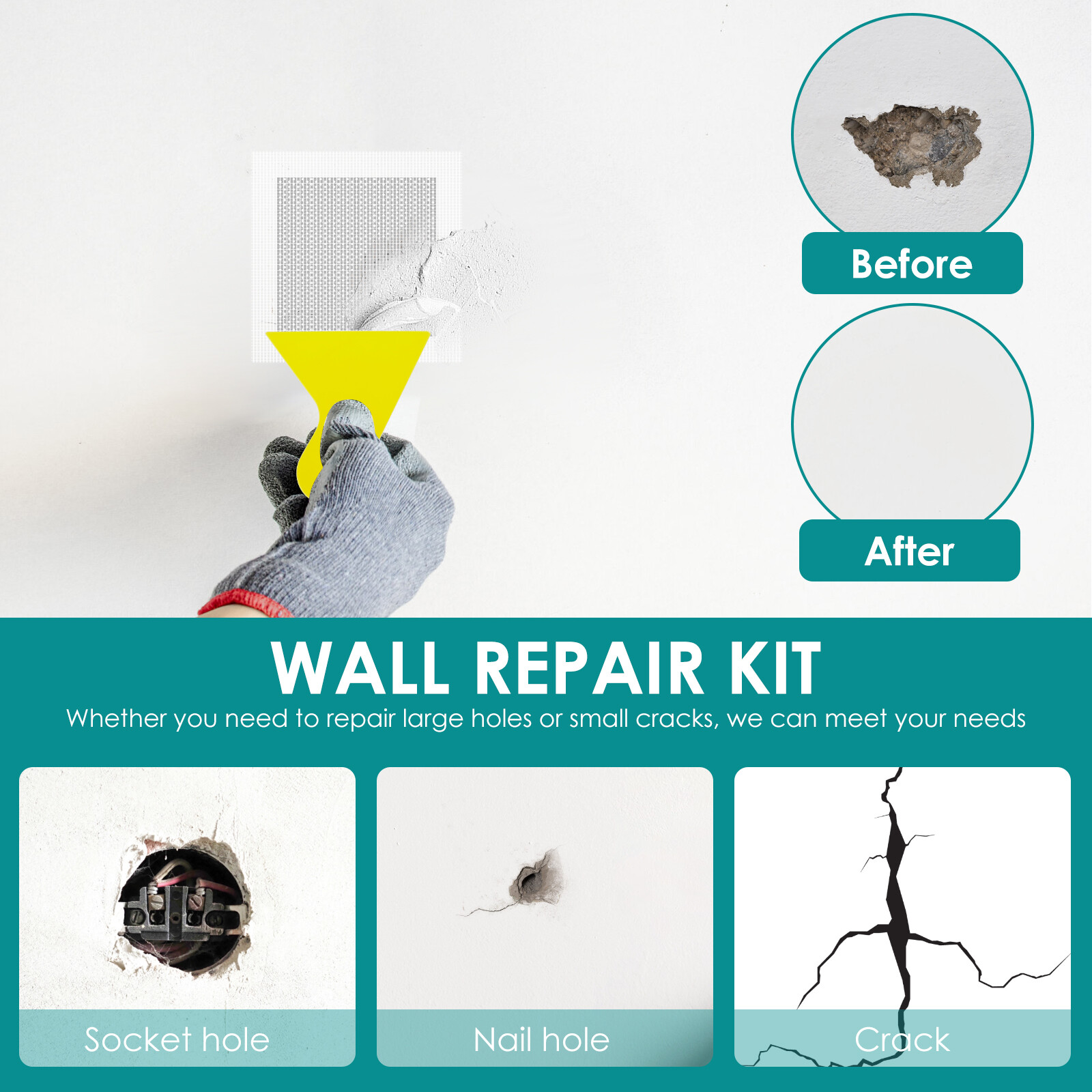 11Pcs Self Adhesive Wall Repair Patch Mesh Set Drywall Ceilings