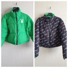 Missguided Playboy Reversible Puffer Jacket Size Uk 6