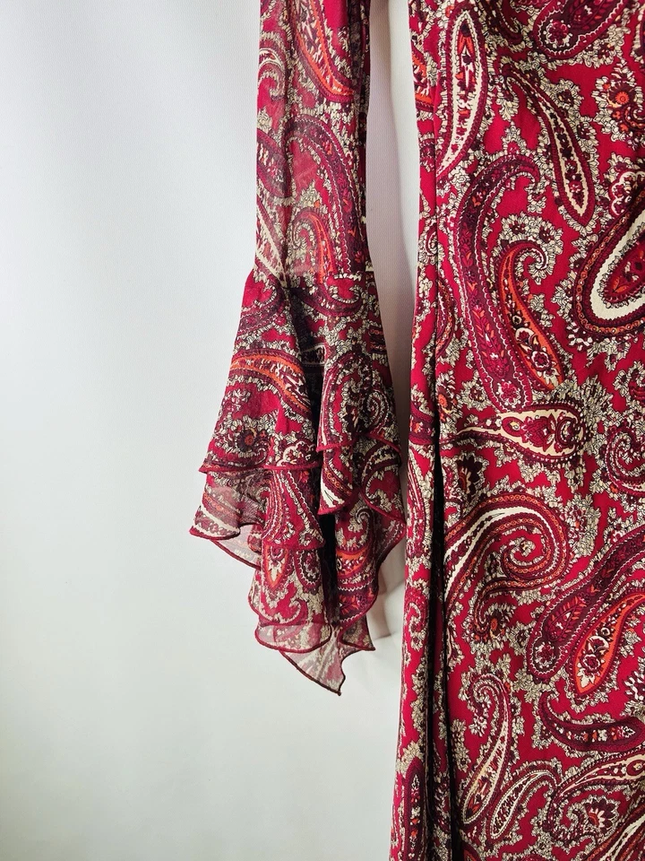 Vestido vintage Y2K Express para mujer manga campana de seda 9/10 hadas terrosas capricho Foto 4 de 4