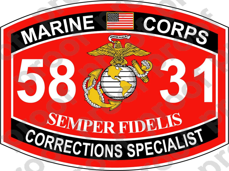STICKER USMC MOS 5831 CORRECTIONS SPECIALIST ooo USMC Lisc No 20187