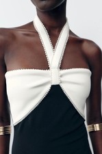 Zara Black White Dress with Tie - Size M - Ref. 5584/121 - BNWT