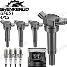 Set of4 Ignition Coil Spark Plug for Hyundai Elantra Tucson Kia Forte Soul UF651