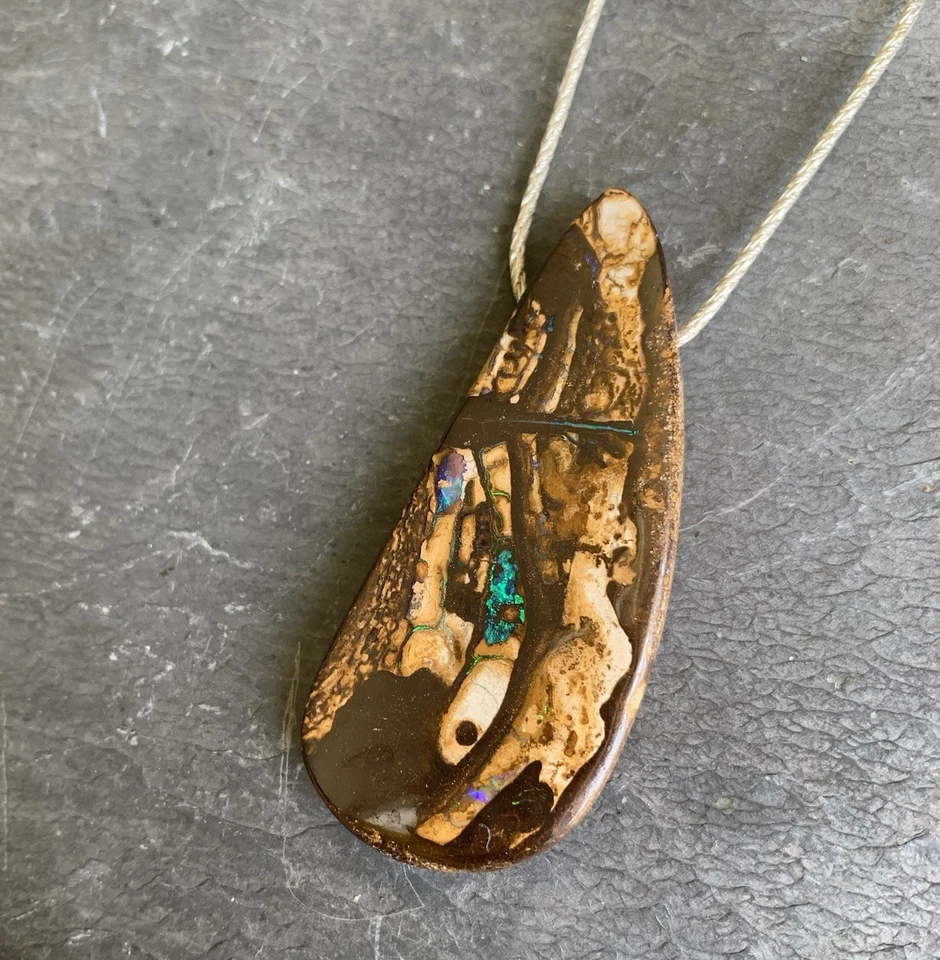 Collana/Ciondolo IN Argento 925 Con 1 Opale Matrice Australia, 50 CM - Immagine 3 di 4