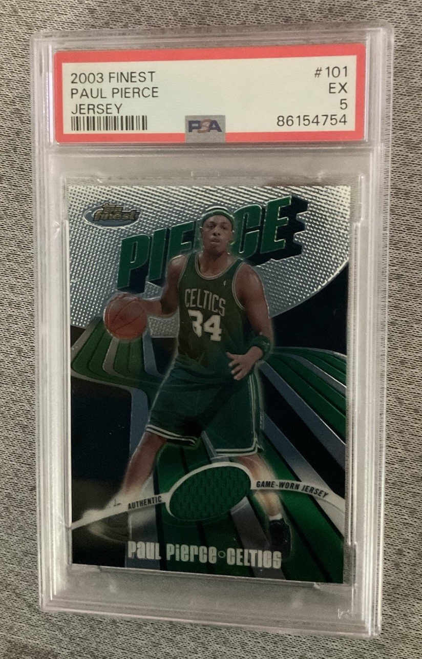 2003-04 Topps Finest - Game-Worn Jersey Paul Pierce #101 /999 (MEM) view 6