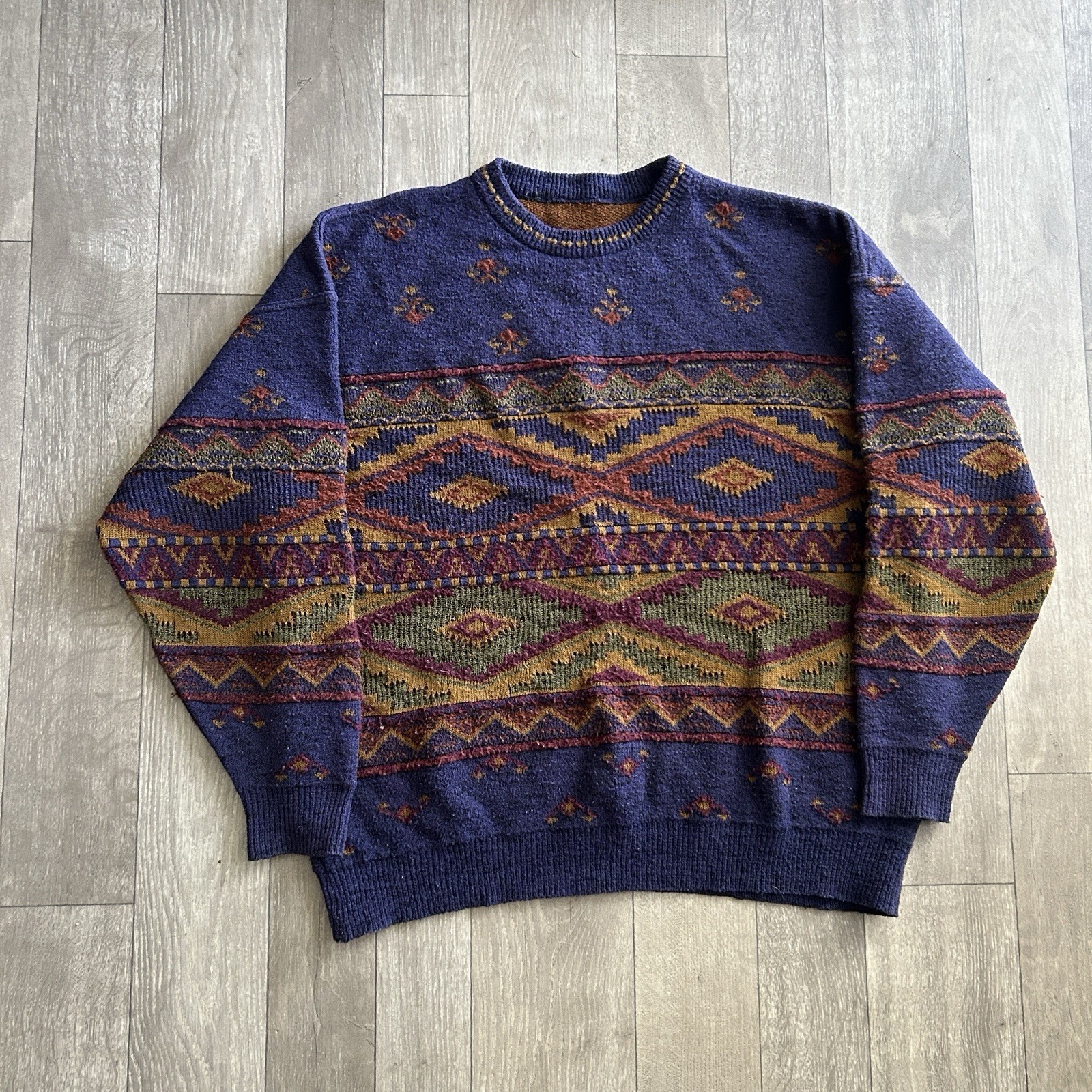 Vintage Wool Aztec Pattern Sweater Heavyweight Kn… - image 1