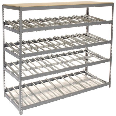 4 Level Carton Flow Shelving Single Depth 96''W x 36''D x 84''H