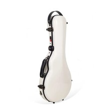 Crossrock Fiberglass F-Style Mandolin Case Backpack Straps, TSA Lock-Ivory