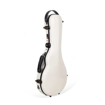 Crossrock Fiberglass F-Style Mandolin Case Backpack Straps, TSA Lock-Ivory
