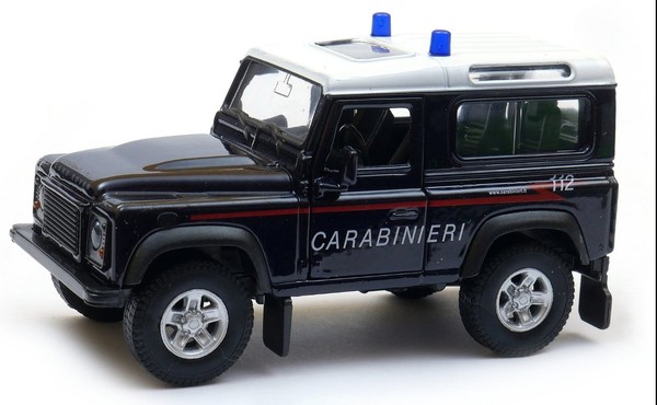 Welly Land Rover Defender Carabinieri Lila MaßStab 1:34 1:39 4,5 Zoll Diecast-image
