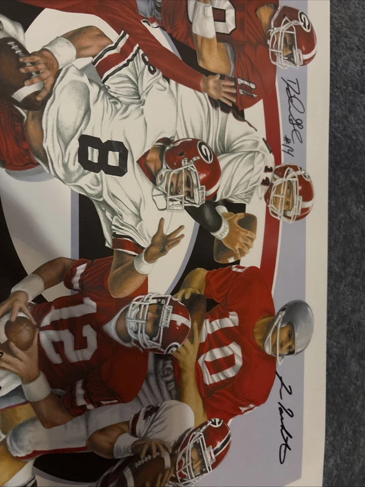 UGA Heroes of the Hedges QB #impresión Georgia Bulldogs 8 firmas Tarkenton Goff Foto 4 de 4