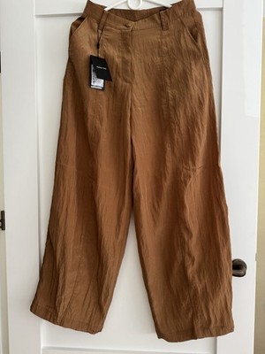 34 Ladies Massimo Dutti Brown Viscose Wide Leg Trousers Casual