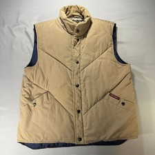 Down Country Puffer Vest Mens Medium Tan Vintage Down Filled Gorpcore Quilted
