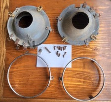 1977 Jeep Cherokee Headlight Buckets Chrome Rings Hardware Oem Set Pair