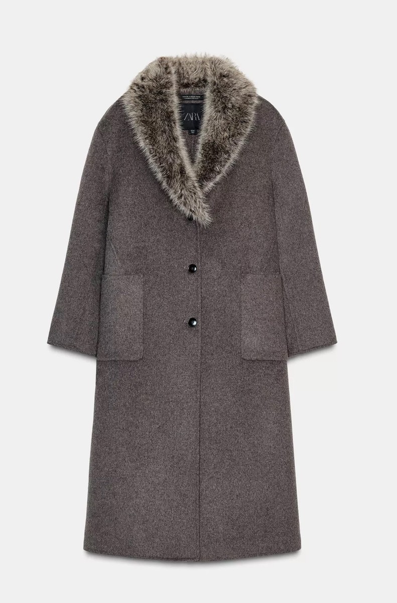 ZARA ZW LIMITED EDITION WOOL BLEND COAT TAUPE GREY NEW FW25/26 REF