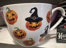 Spooky Pumpkin  Cup Halloween England Bone China 16 oz Harvest Green Studio New