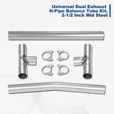 New 4Pcs 2.5"OD Mild Steel Exhaust H Pipe Balance Tube Kit With 4Pcs Clamps DIY