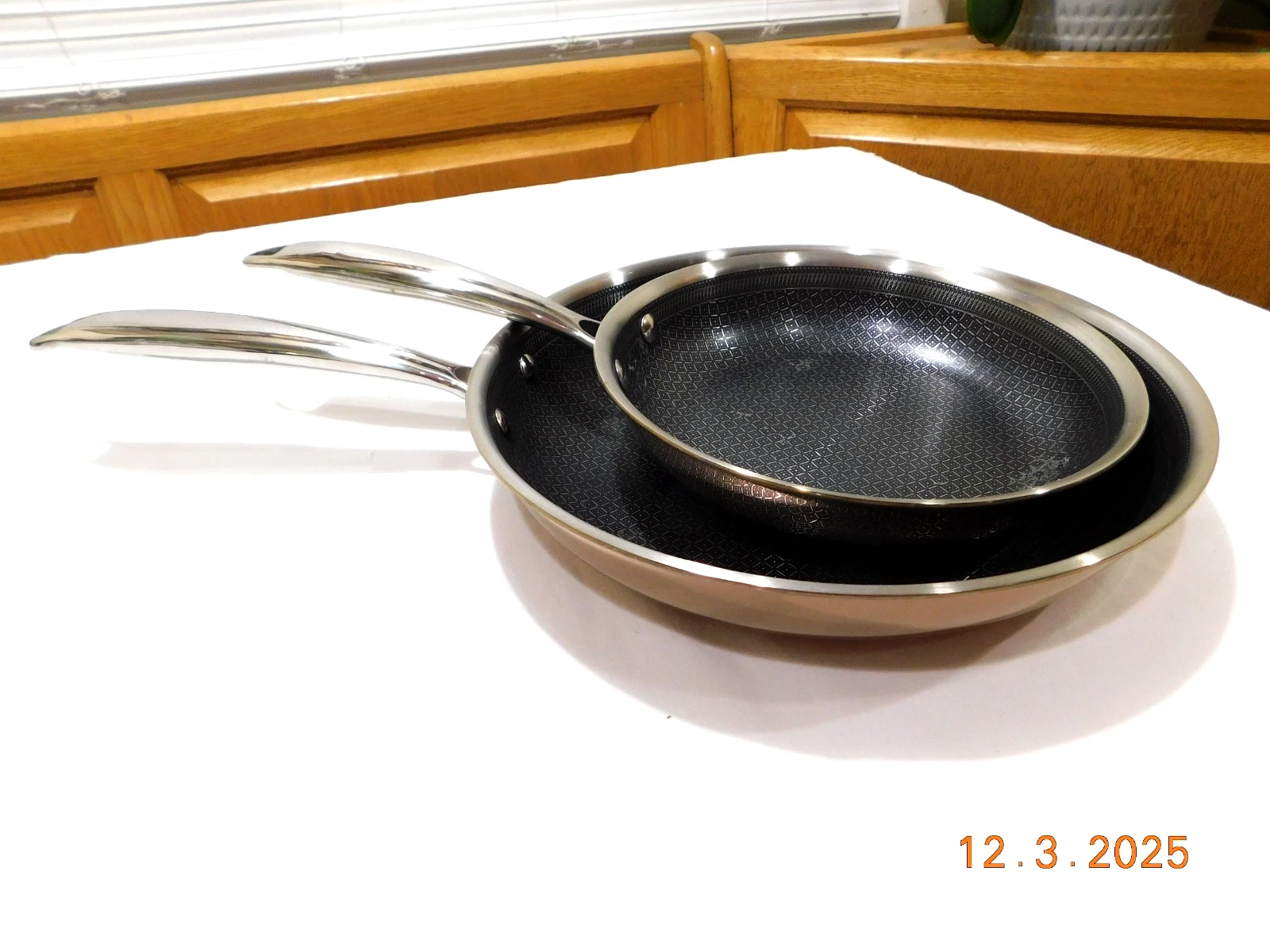 LEXI HOME 8.5" & 10.5" SKILLET DIAMOND NON-STICK TRI-PLY STAINLESS COPPER CLAD