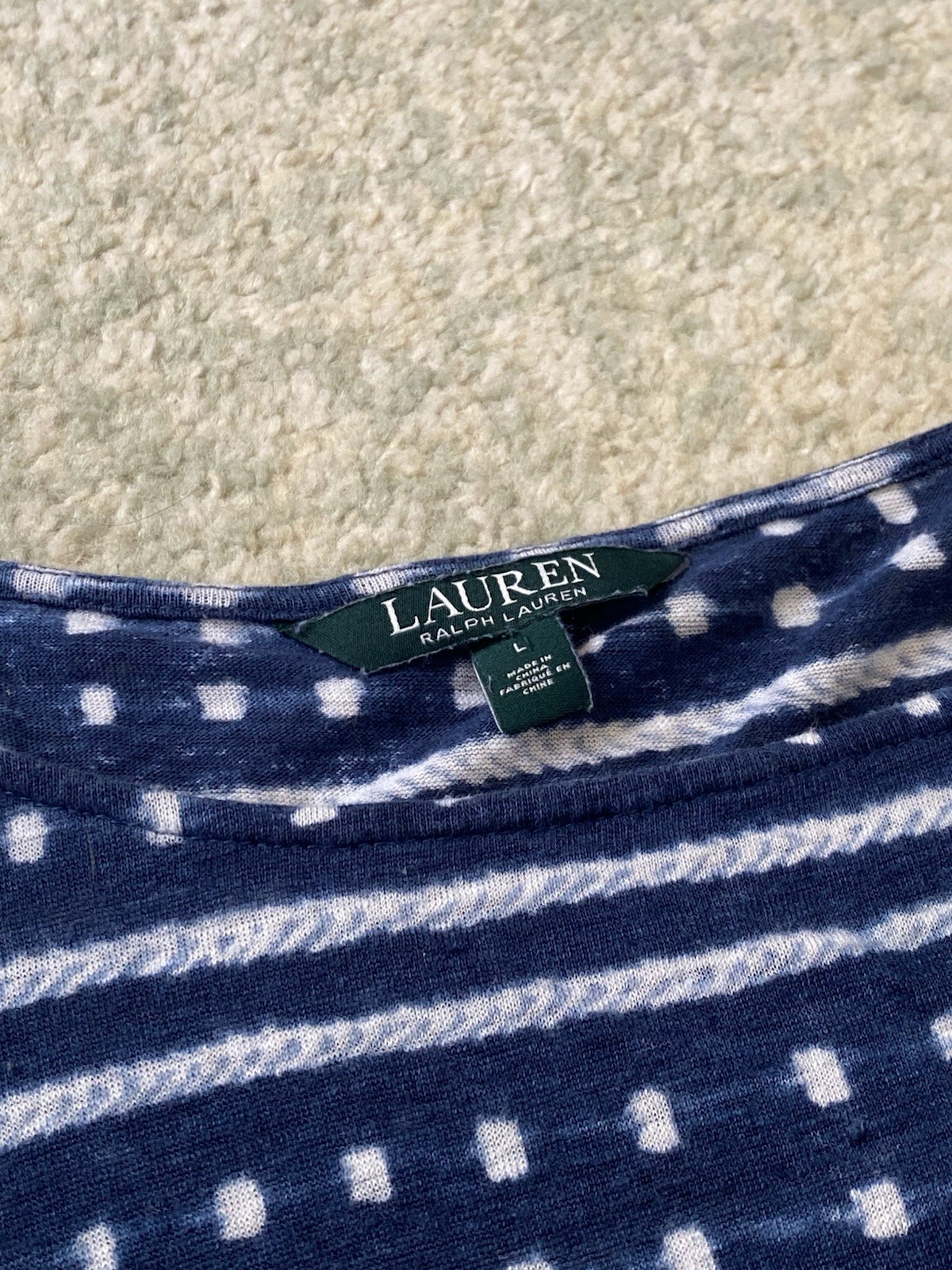 Lauren Ralph Lauren Top Women's Large  Linen Boxy Patterned Coastal Summer image 5