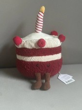 Jellycat Amuseable Birthday Cake Plush Soft Toy Red White Cute Dessert Gift