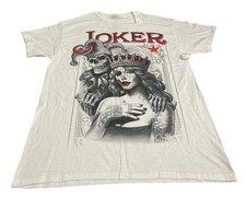 Camisa Blanca DOM Mediana 18x28 Joker Muerte Halloween Poker Tatuaje NUEVA Con Etiquetas