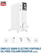 Dimplex Oil Free Radiator Portable Electric Column Heater White 2KW ECR20