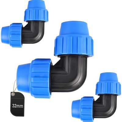 PE Rohrverbinder, 32 mm, 90°, Kunststoff, 3er Set, Wasseranschluss